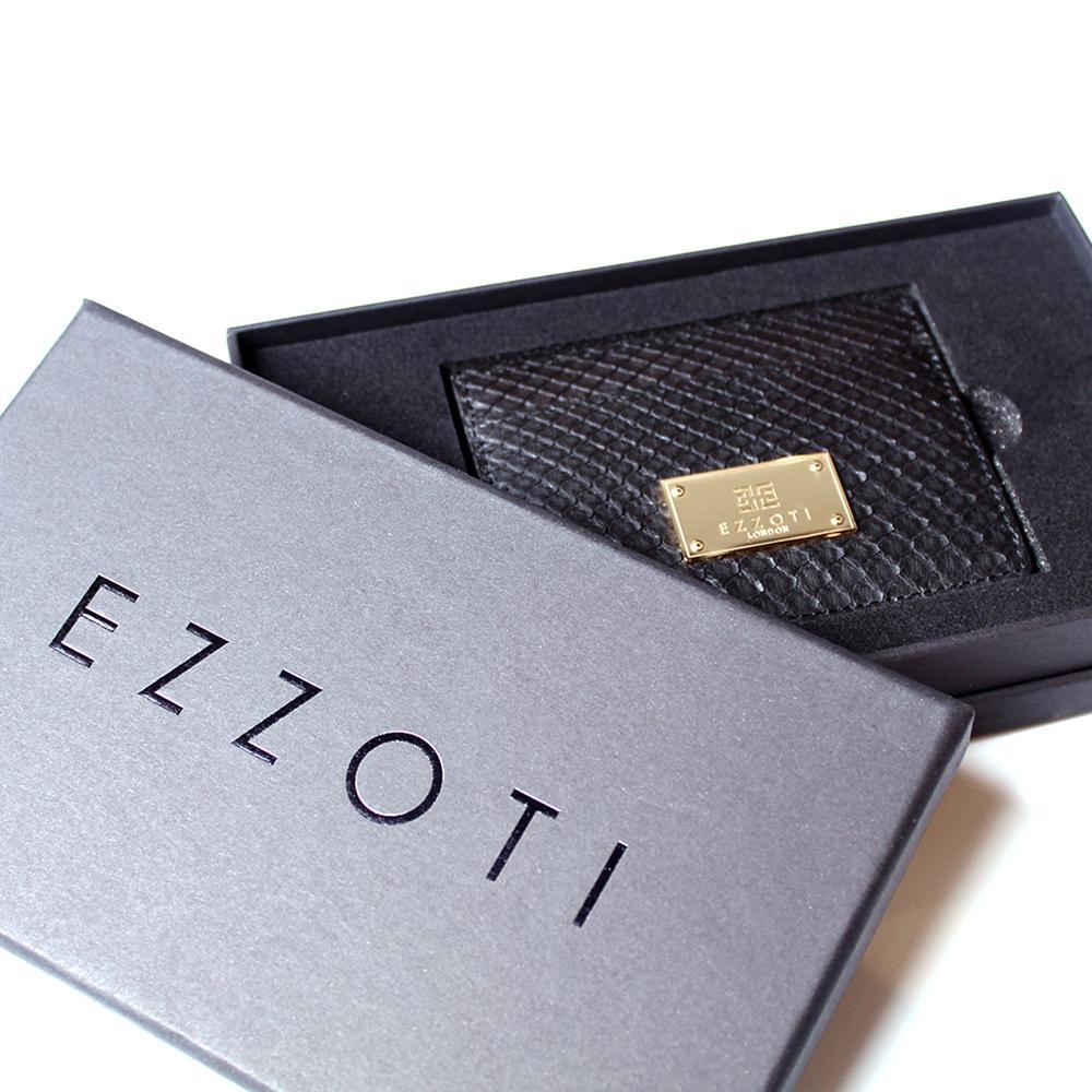 EZZOTI Alexis Genuine Python Leather Cardholder - Black