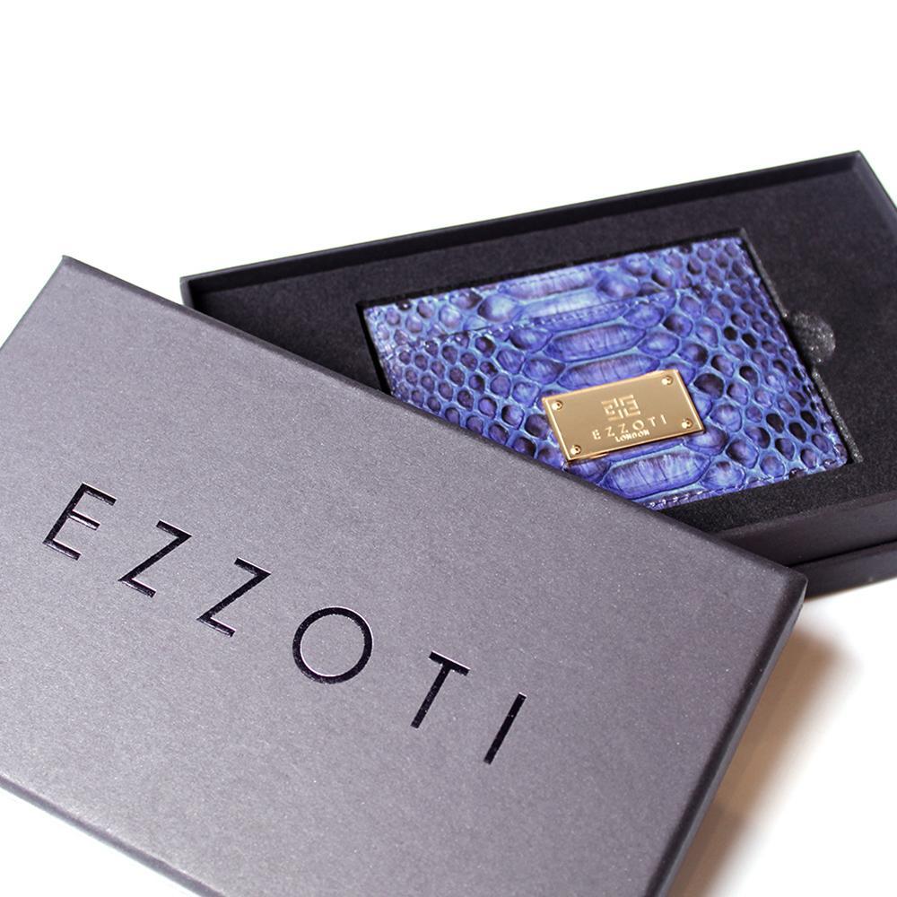 EZZOTI Alexis Genuine Python Leather Cardholder - Gloss Blue