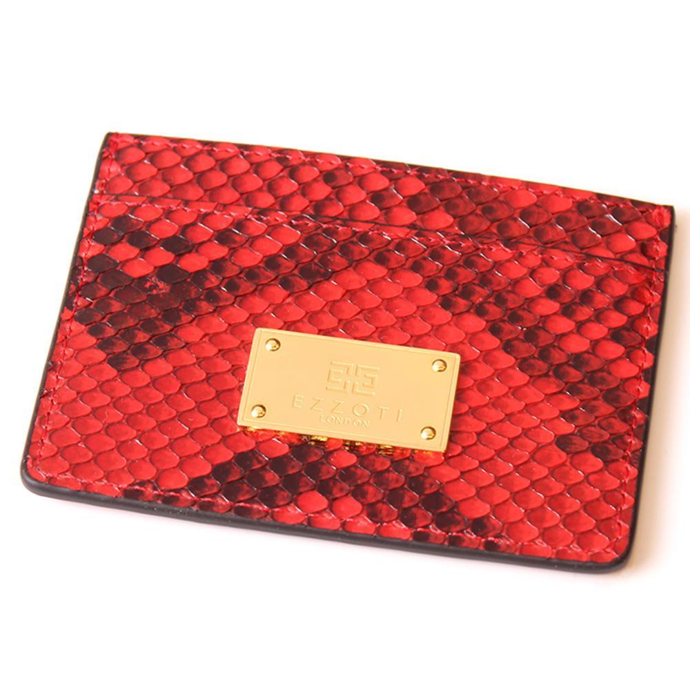 EZZOTI Alexis Genuine Python Leather Cardholder - Gloss Red