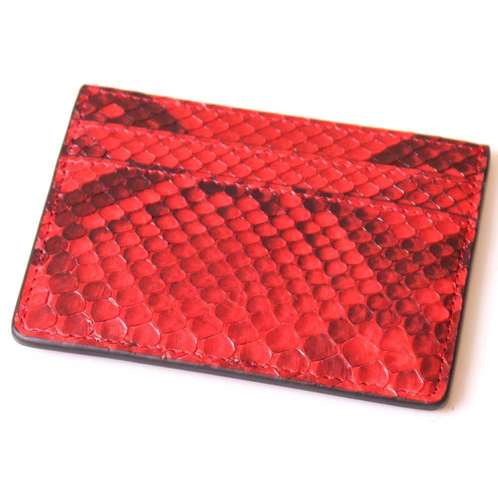 EZZOTI Alexis Genuine Python Leather Cardholder - Gloss Red