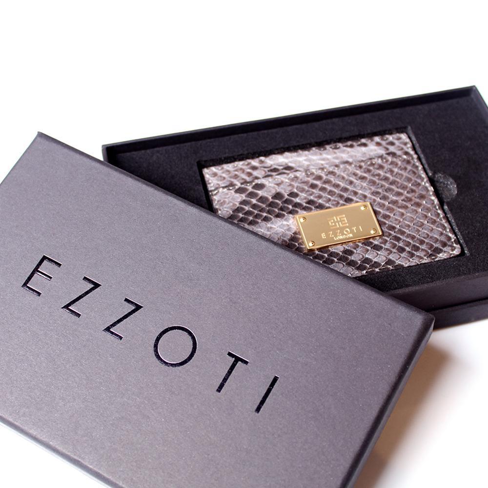 EZZOTI Alexis Genuine Python Leather Cardholder - Grey