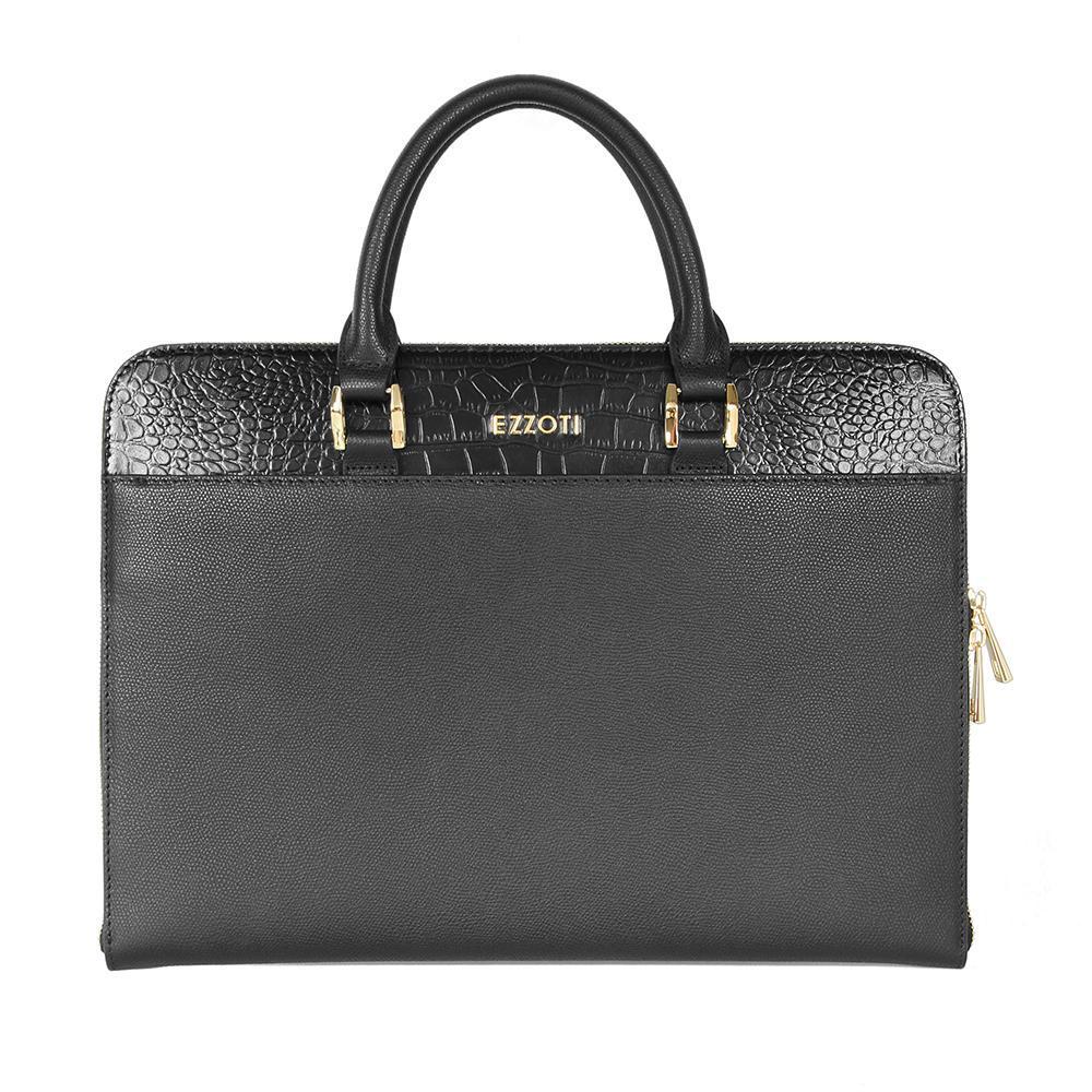 Maxwell Soft Grain and Crocodile Embossed Leather Document Holder - EZZOTI