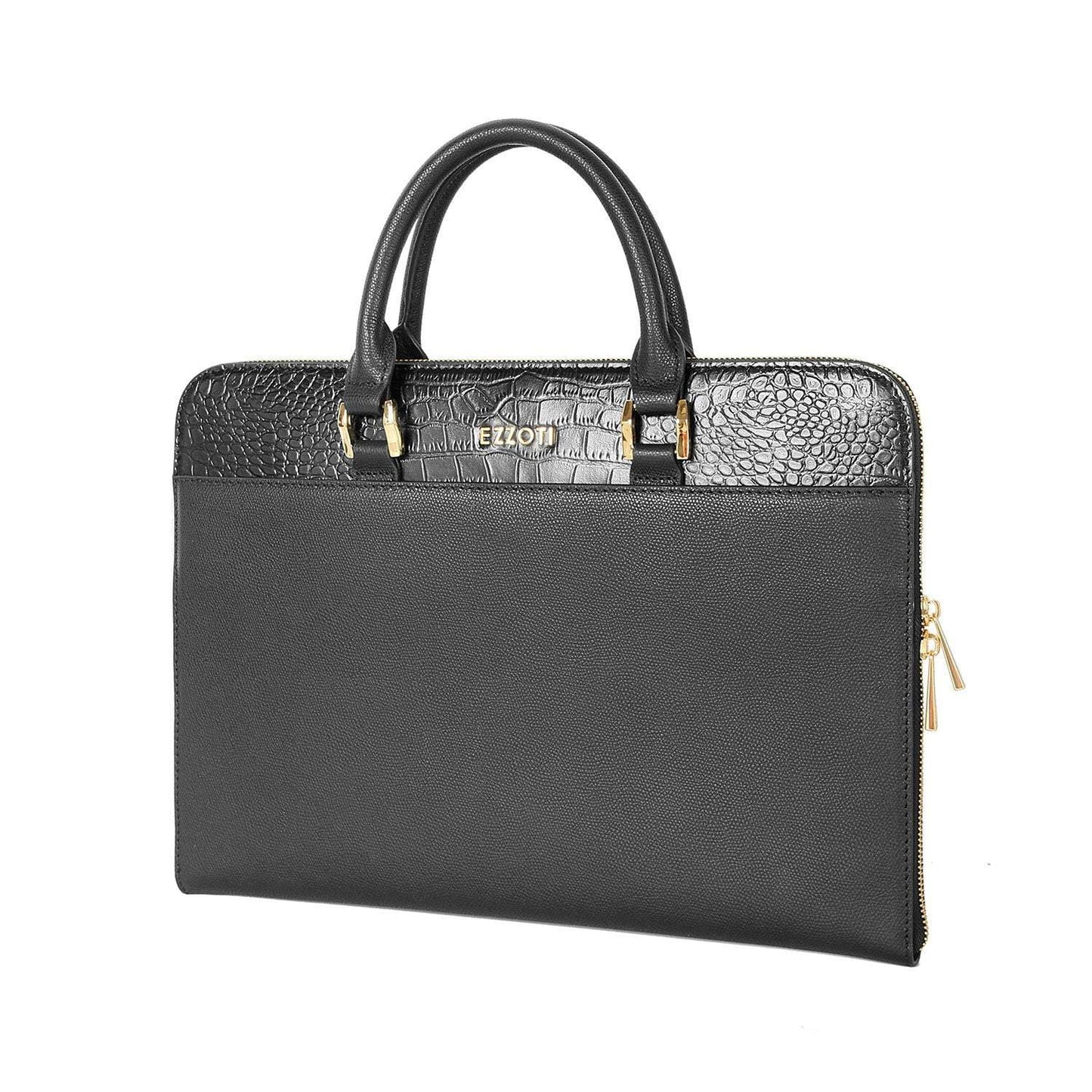 Maxwell Soft Grain and Crocodile Embossed Leather Document Holder - EZZOTI