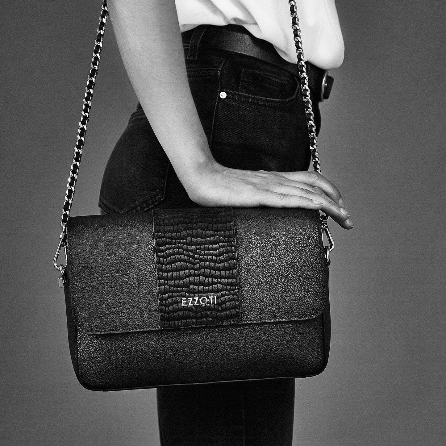 Nova Flip Top Leather Crossbody Bag - Large - EZZOTI