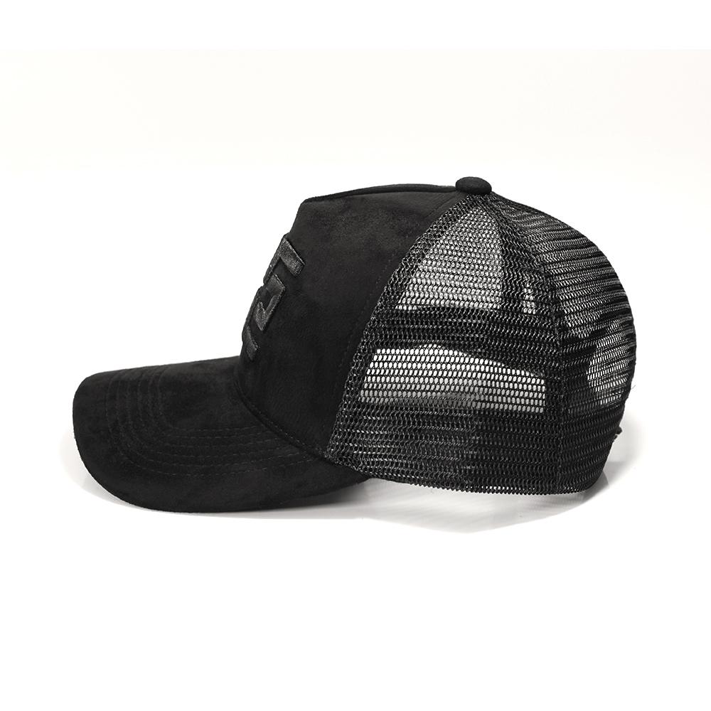 EZZOTI Paris Suede Mesh Trucker Cap - Black/Black