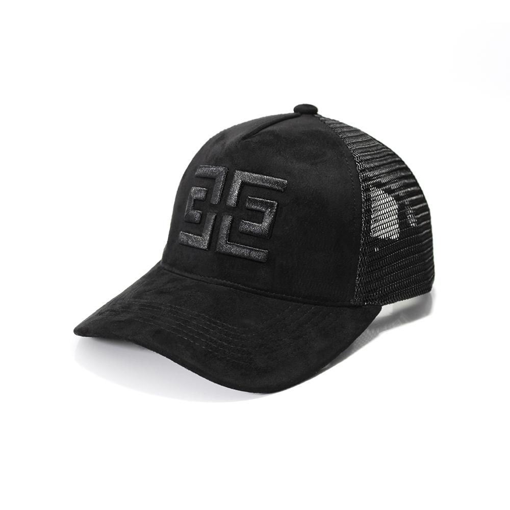 EZZOTI Paris Suede Mesh Trucker Cap - Black/Black