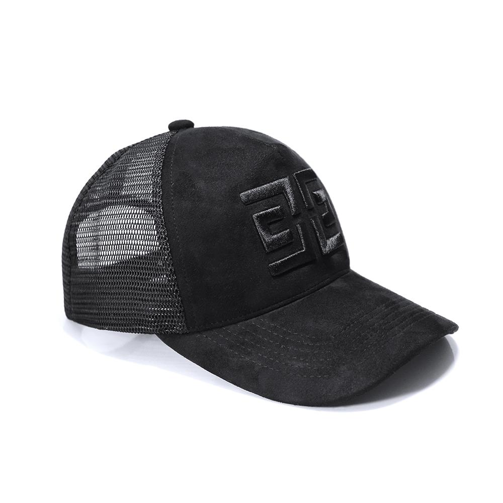 EZZOTI Paris Suede Mesh Trucker Cap - Black/Black
