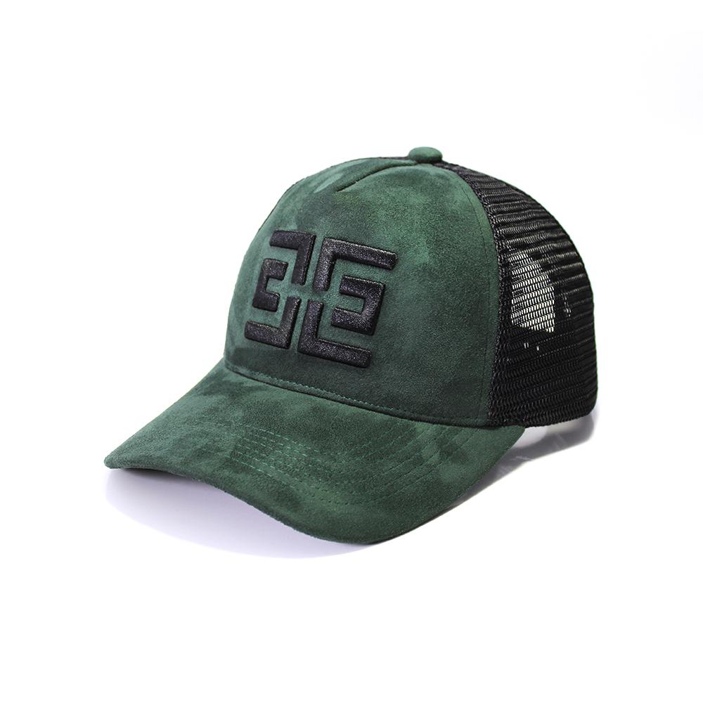EZZOTI Paris Suede Mesh Trucker Cap - Green/Black