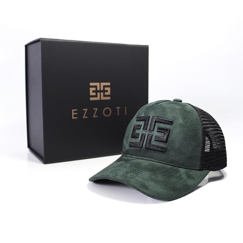 EZZOTI Paris Suede Mesh Trucker Cap - Green/Black