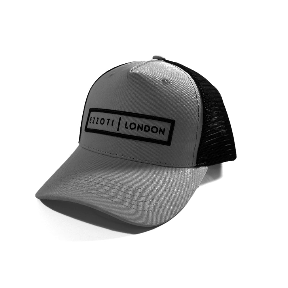 Cotton Canvas Mesh Trucker Cap - Dark Grey/Black