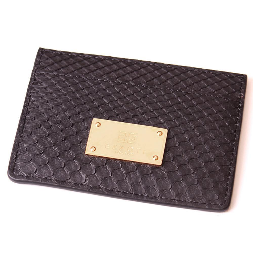 EZZOTI Alexis Genuine Python Leather Cardholder - Black