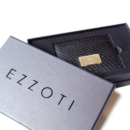 EZZOTI Alexis Genuine Python Leather Cardholder - Black