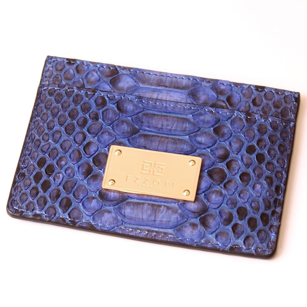 EZZOTI Alexis Genuine Python Leather Cardholder - Gloss Blue