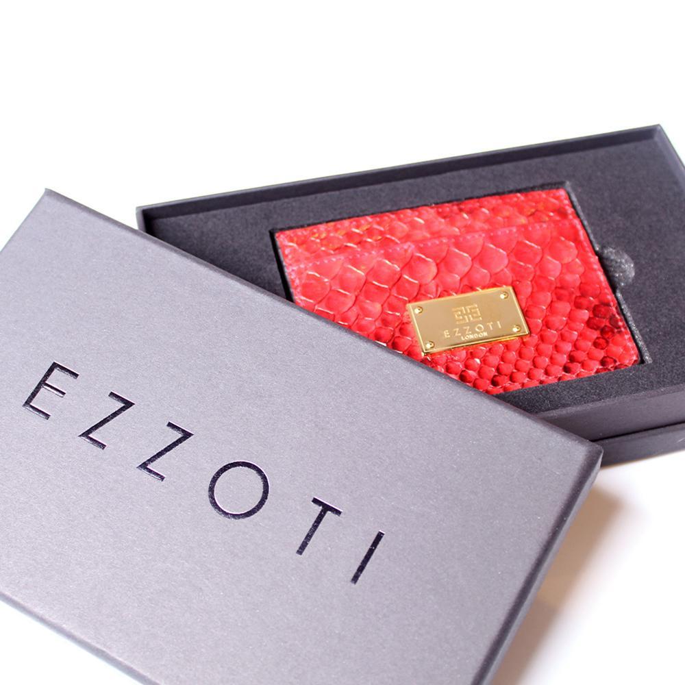 EZZOTI Alexis Genuine Python Leather Cardholder - Gloss Red