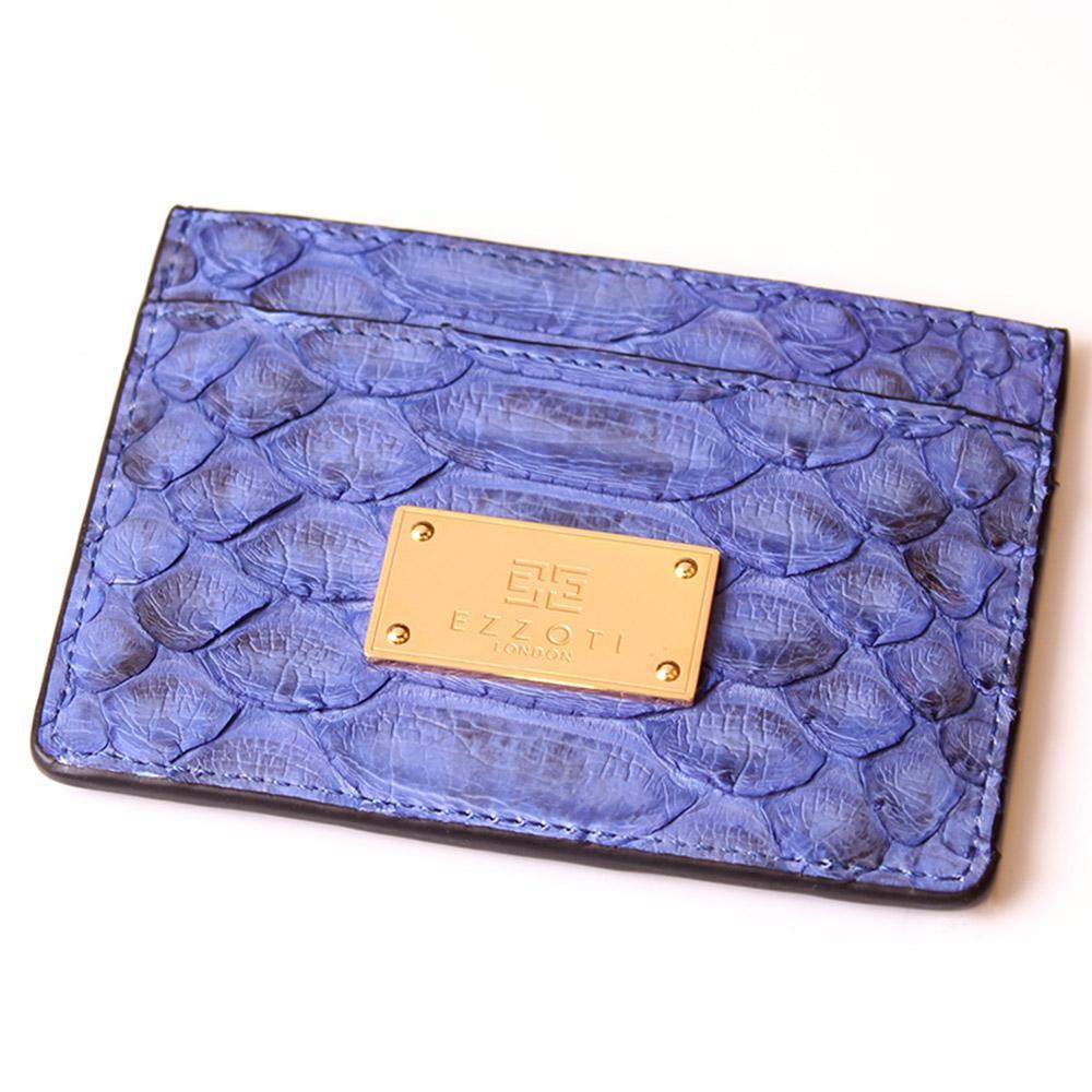 EZZOTI Alexis Genuine Python Leather Cardholder - Matte Blue