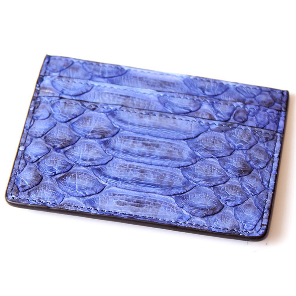 EZZOTI Alexis Genuine Python Leather Cardholder - Matte Blue