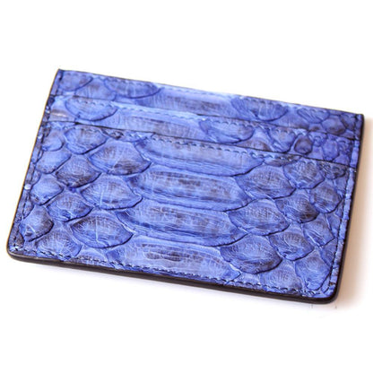 EZZOTI Alexis Genuine Python Leather Cardholder - Matte Blue
