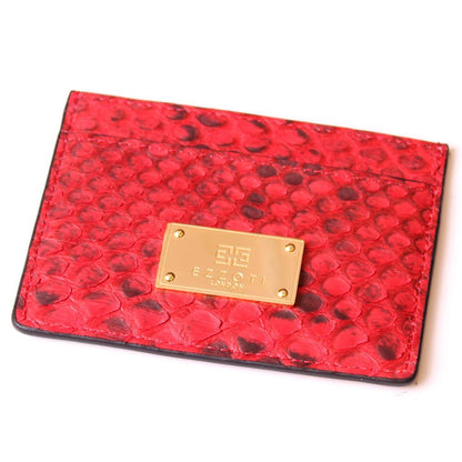 EZZOTI Alexis Genuine Python Leather Cardholder - Matte Red