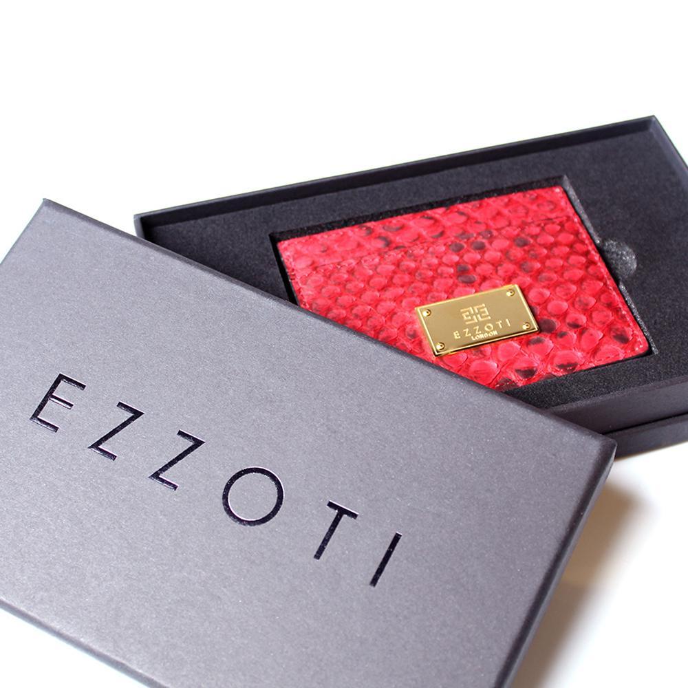 EZZOTI Alexis Genuine Python Leather Cardholder - Matte Red