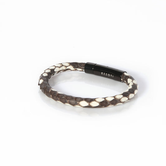 Amaris Genuine Python Leather Bracelet - Natural/Black - EZZOTI