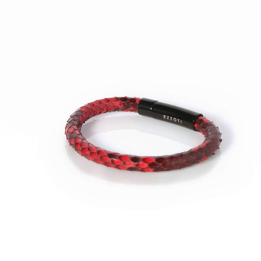 Amaris Genuine Python Leather Bracelet - Red/Black - EZZOTI