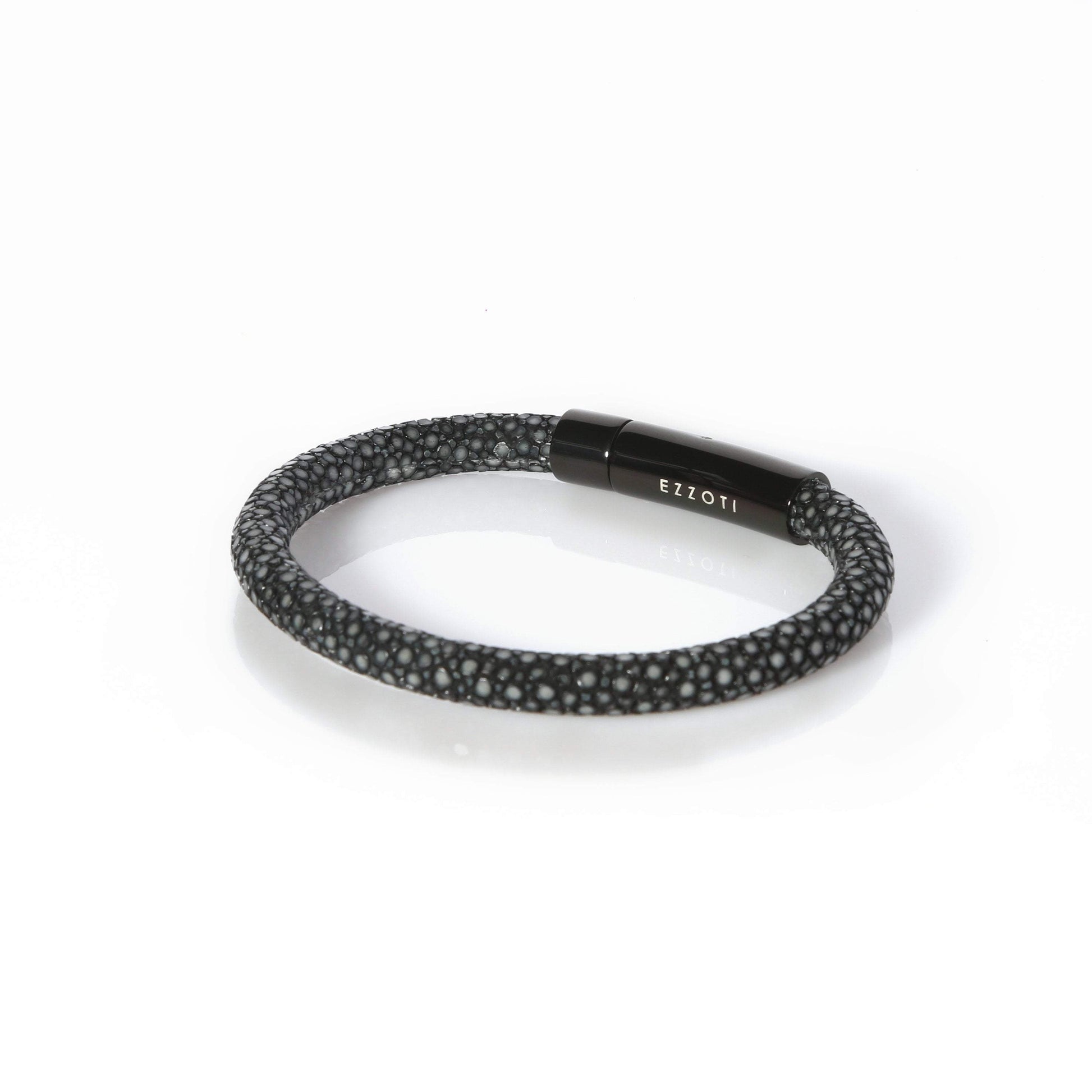 Amaris Genuine Stingray Leather Bracelet - Black/Black - EZZOTI