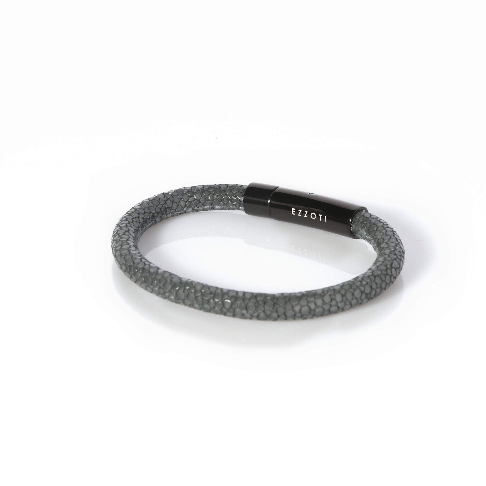 Amaris Genuine Stingray Leather Bracelet - Grey/Black - EZZOTI