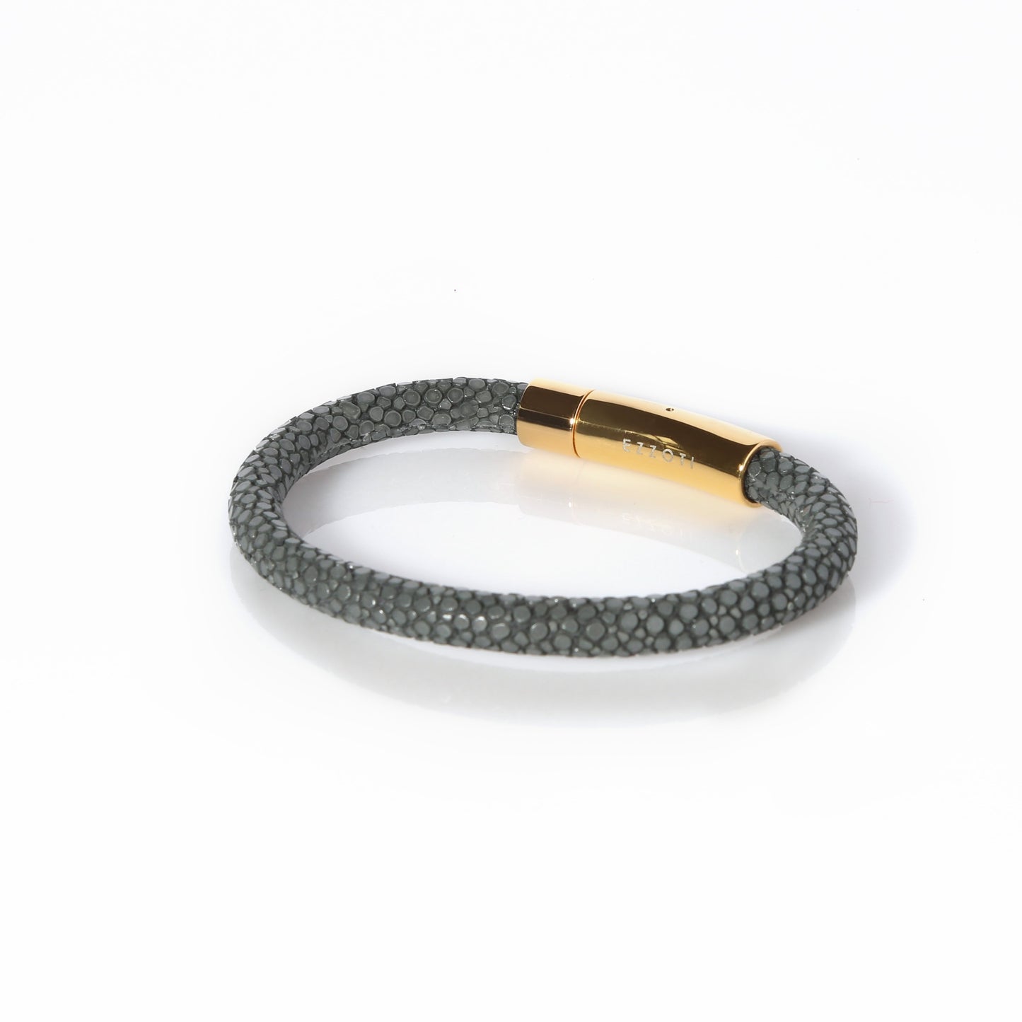 Amaris Genuine Stingray Leather Bracelet - Grey/Gold - EZZOTI