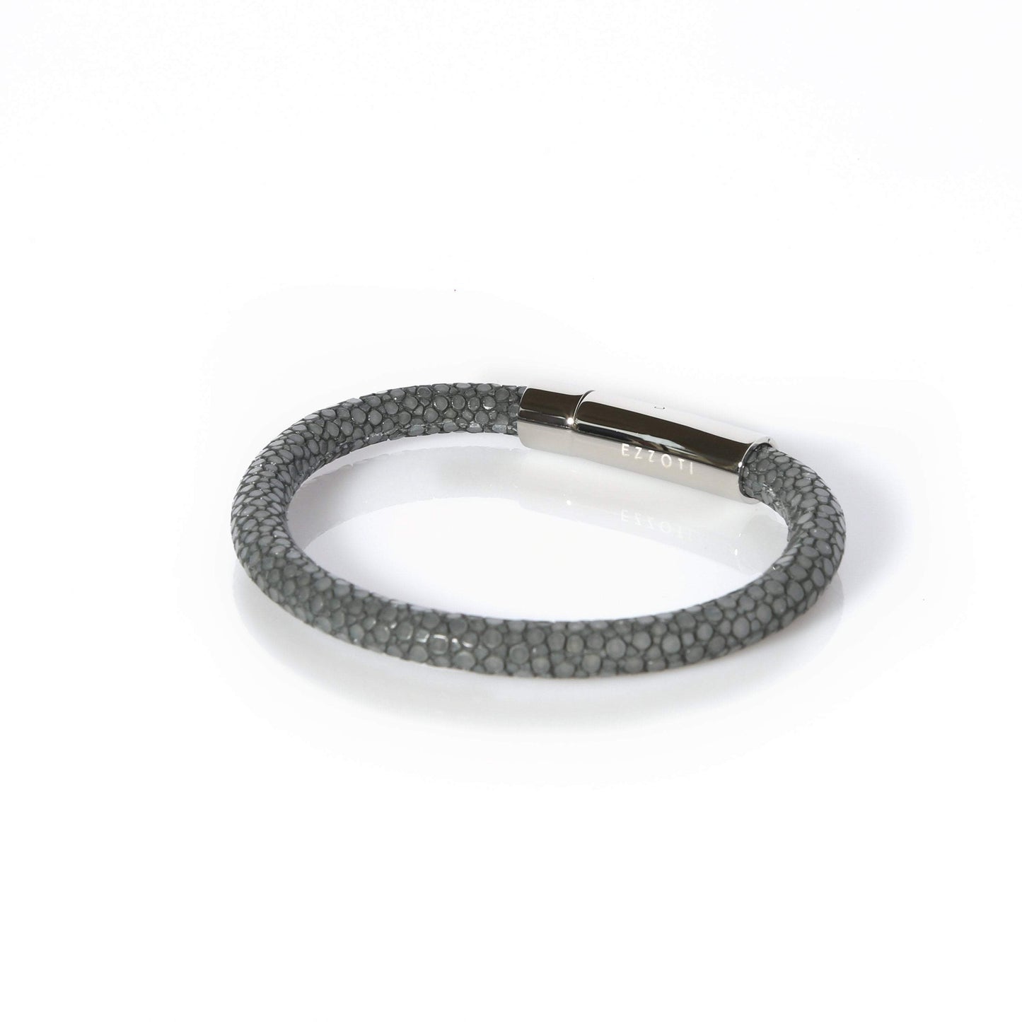 Amaris Genuine Stingray Leather Bracelet - Grey/Silver - EZZOTI