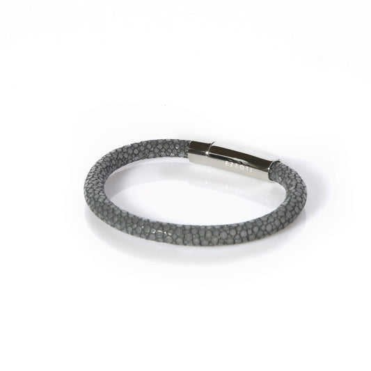Amaris Genuine Stingray Leather Bracelet - Grey/Silver - EZZOTI