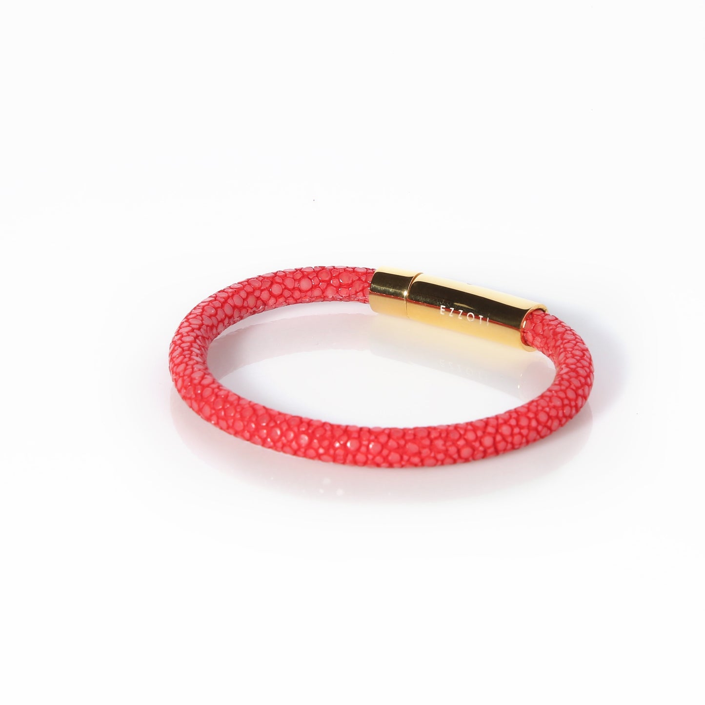 Amaris Genuine Stingray Leather Bracelet - Orange/Gold - EZZOTI