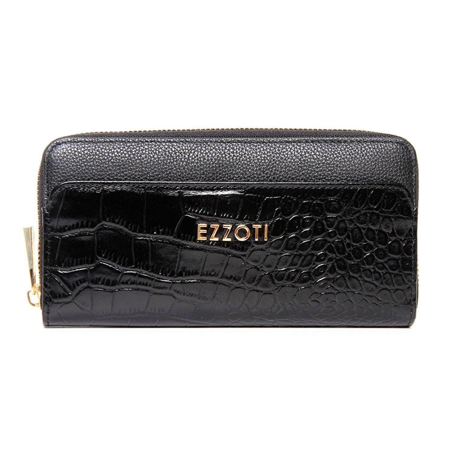Claudia Soft Grain and Crocodile Embossed Leather Purse - EZZOTI
