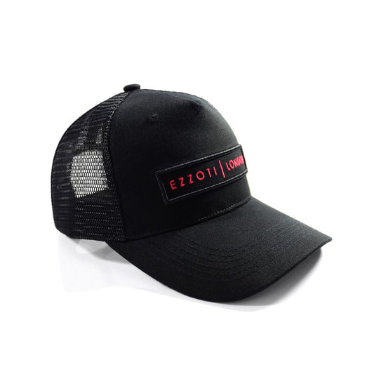 EZZOTI Cotton Canvas Mesh Trucker Cap - Black/Red