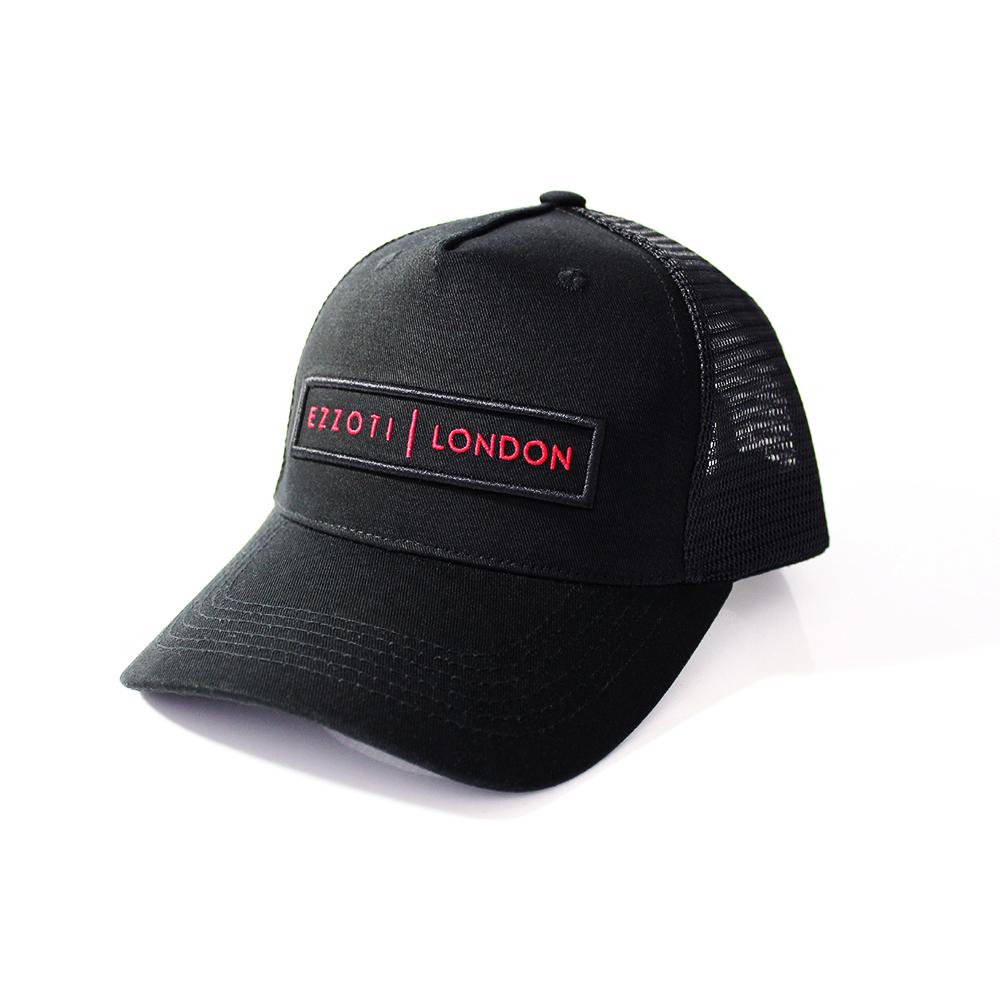 EZZOTI Cotton Canvas Mesh Trucker Cap - Black/Red