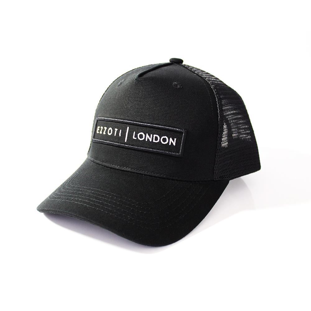 EZZOTI Cotton Canvas Mesh Trucker Cap - Black/Silver