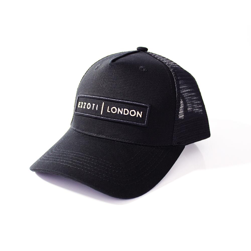 EZZOTI Cotton Canvas Mesh Trucker Cap - Black/White Gold