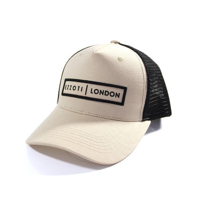 EZZOTI Cotton Canvas Mesh Trucker Cap - Stone/Black