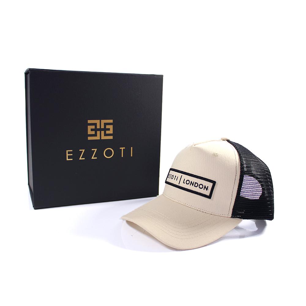 EZZOTI Cotton Canvas Mesh Trucker Cap - Stone/Black