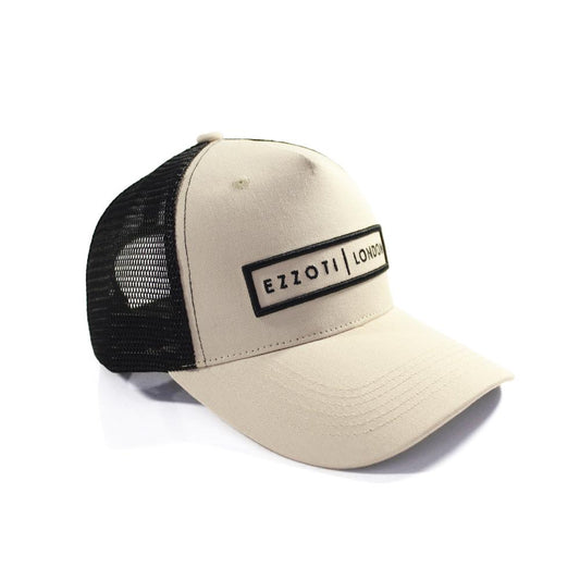 EZZOTI Cotton Canvas Mesh Trucker Cap - Stone/Black