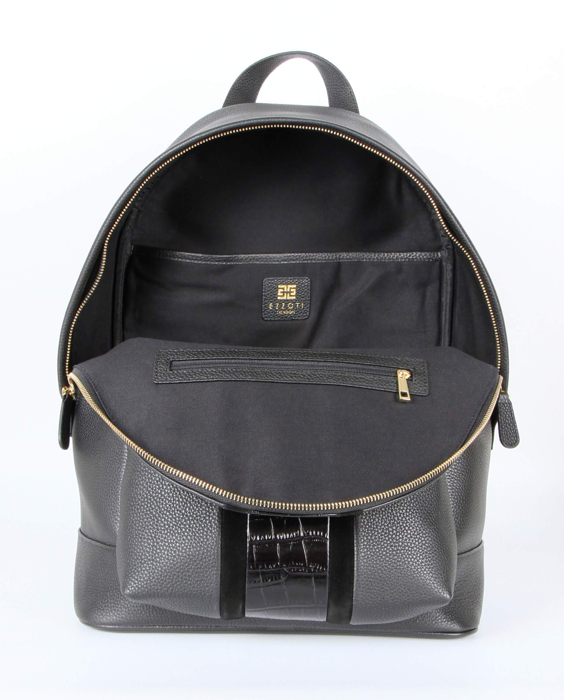 Enzo Soft Grain and Crocodile Embossed Leather Backpack - EZZOTI