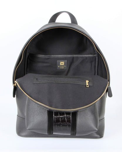 Enzo Soft Grain and Crocodile Embossed Leather Backpack - EZZOTI