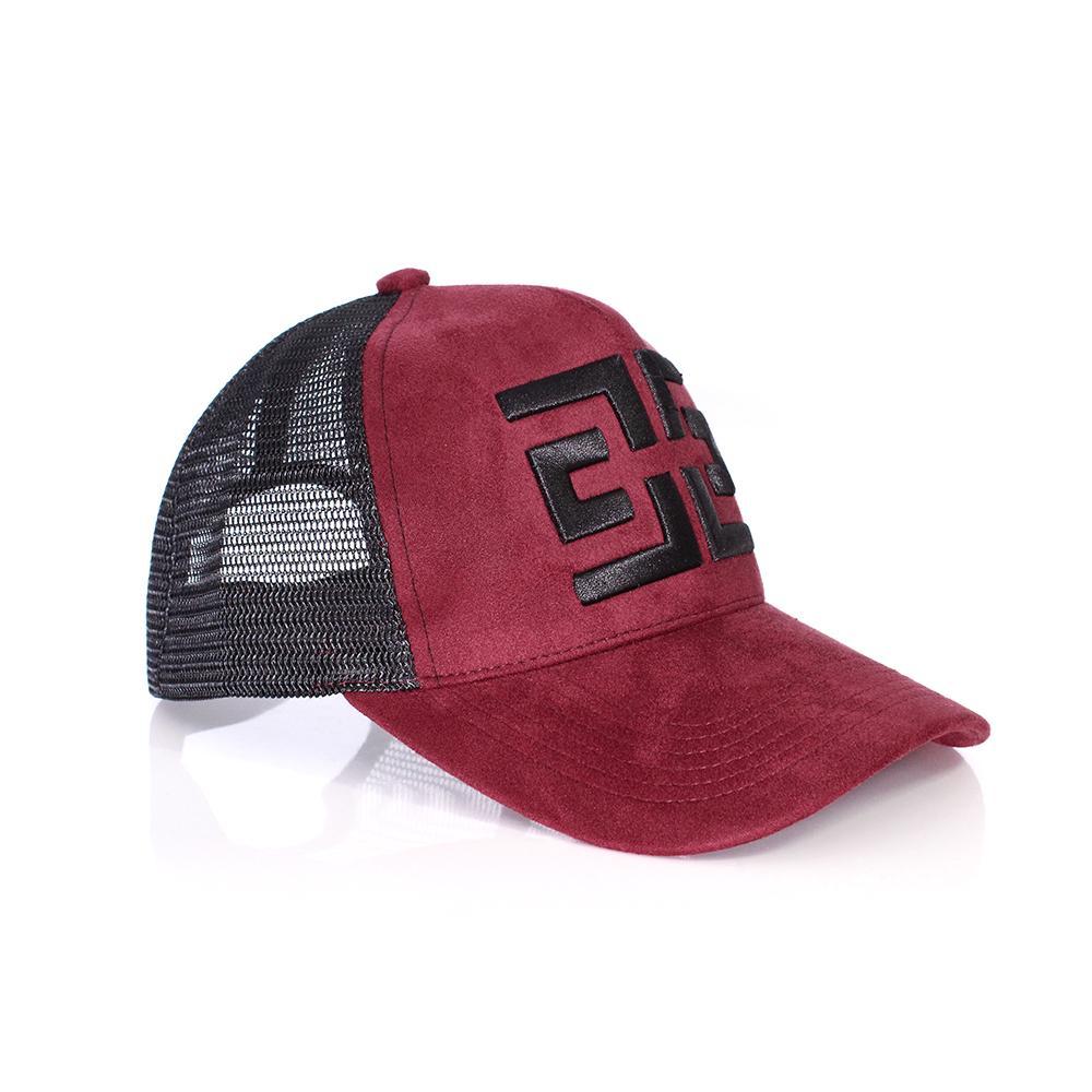 EZZOTI Paris Suede Mesh Trucker Cap - Burgundy/Black