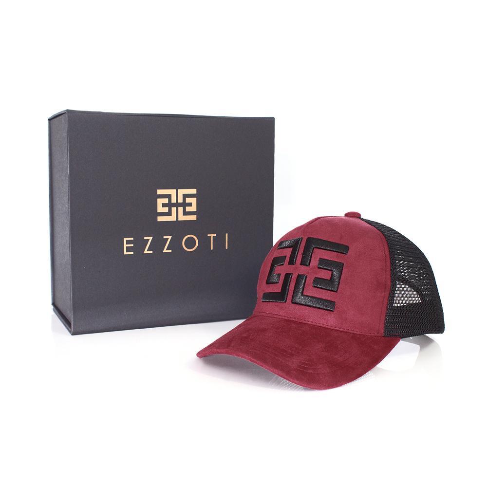 EZZOTI Paris Suede Mesh Trucker Cap - Burgundy/Black