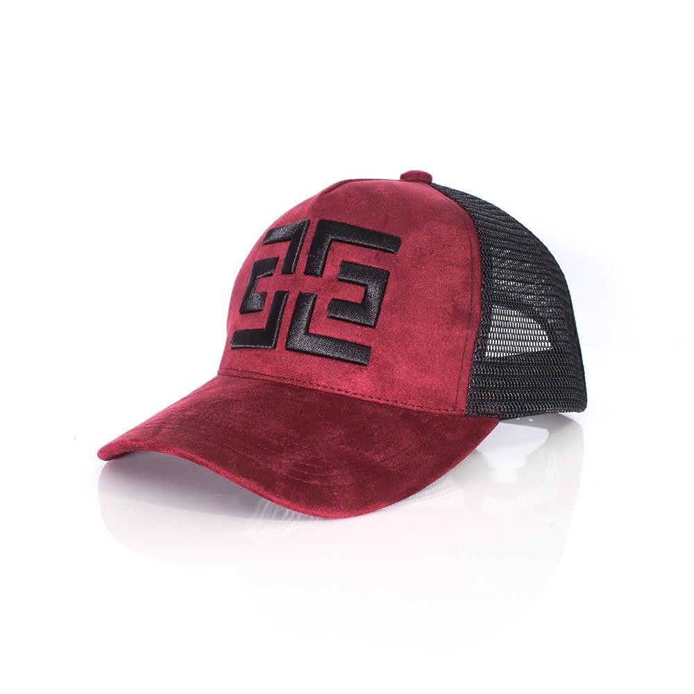EZZOTI Paris Suede Mesh Trucker Cap - Burgundy/Black