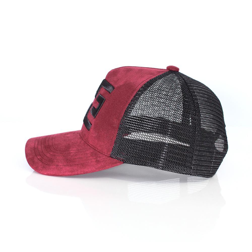 EZZOTI Paris Suede Mesh Trucker Cap - Burgundy/Black