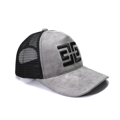 EZZOTI Paris Suede Mesh Trucker Cap - Dark Grey/Black