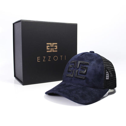 EZZOTI Paris Suede Mesh Trucker Cap - Navy/Black