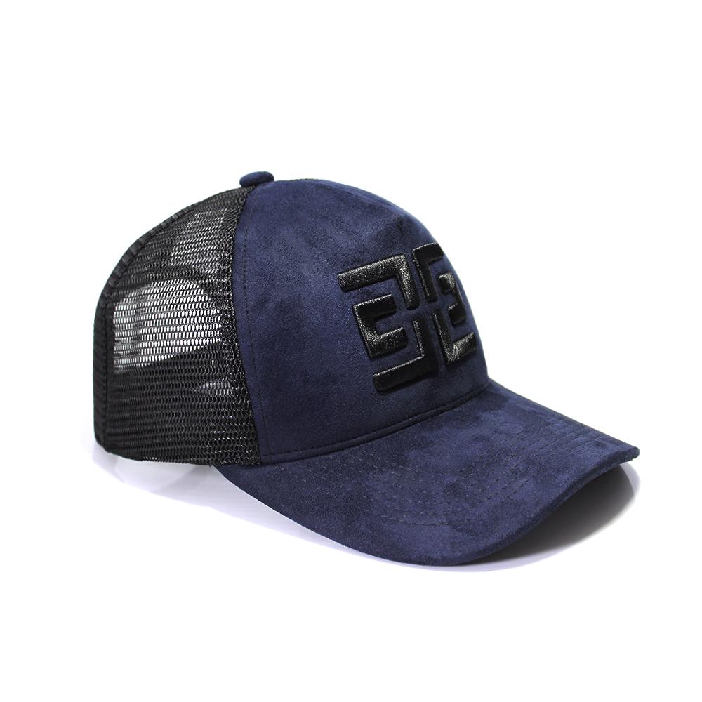 EZZOTI Paris Suede Mesh Trucker Cap - Navy/Black