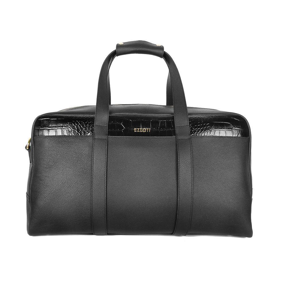 Santiago Soft Grain and Crocodile Embossed Leather Holdall - EZZOTI