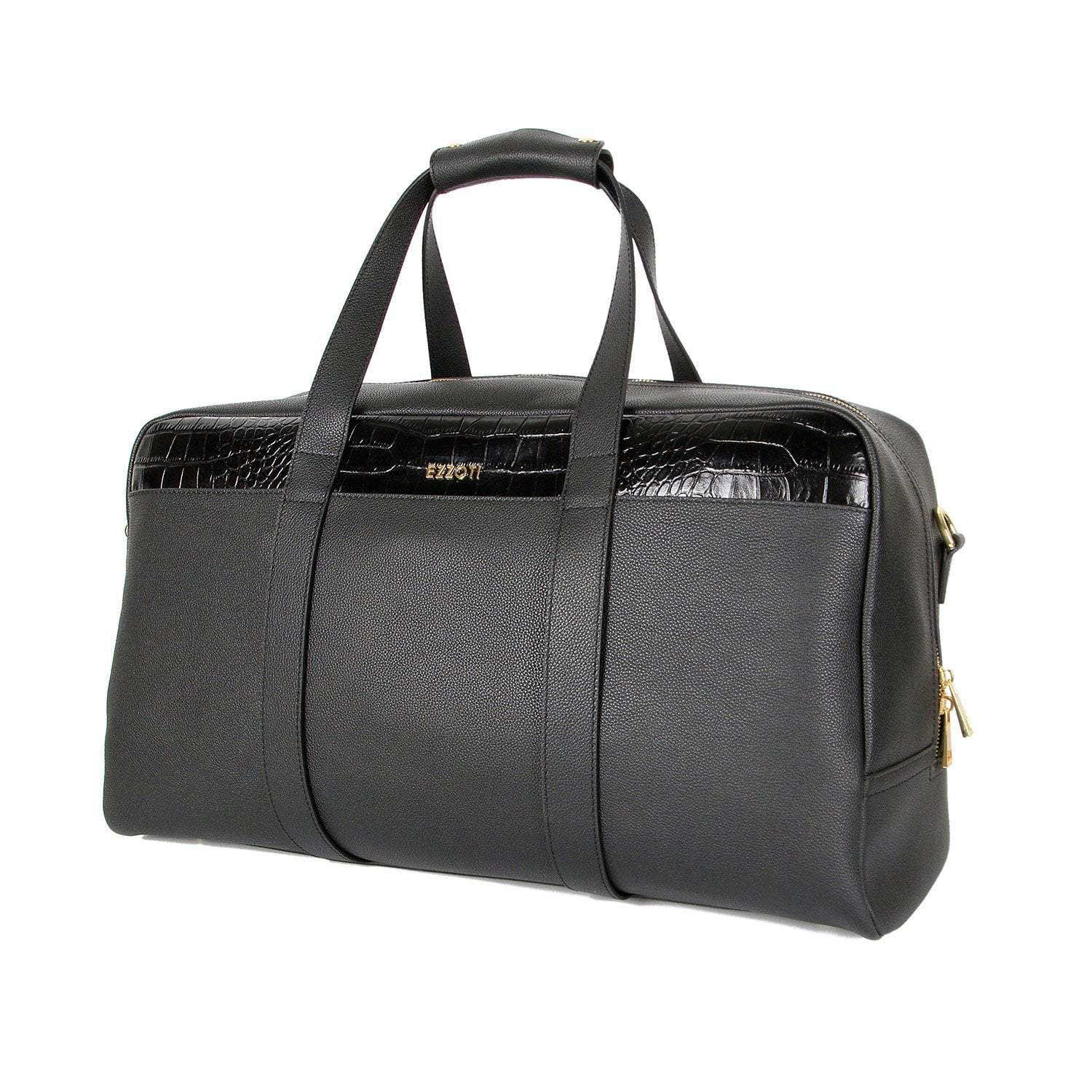 Santiago Soft Grain and Crocodile Embossed Leather Holdall - EZZOTI
